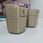 Faceted Octagonal Sofa Side Table with Smoked Mirror Top and Single Drawer